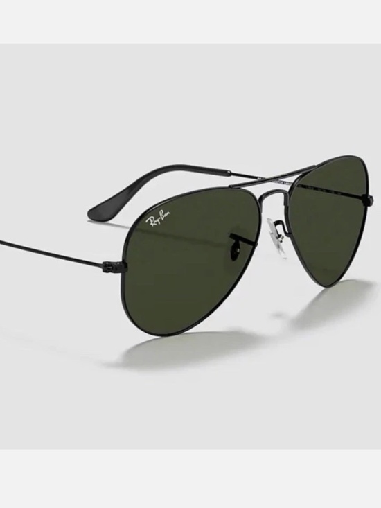 Ray-Ban Aviator Large Metal sunglasses (RB3025). Black frame/green lenses main image 7